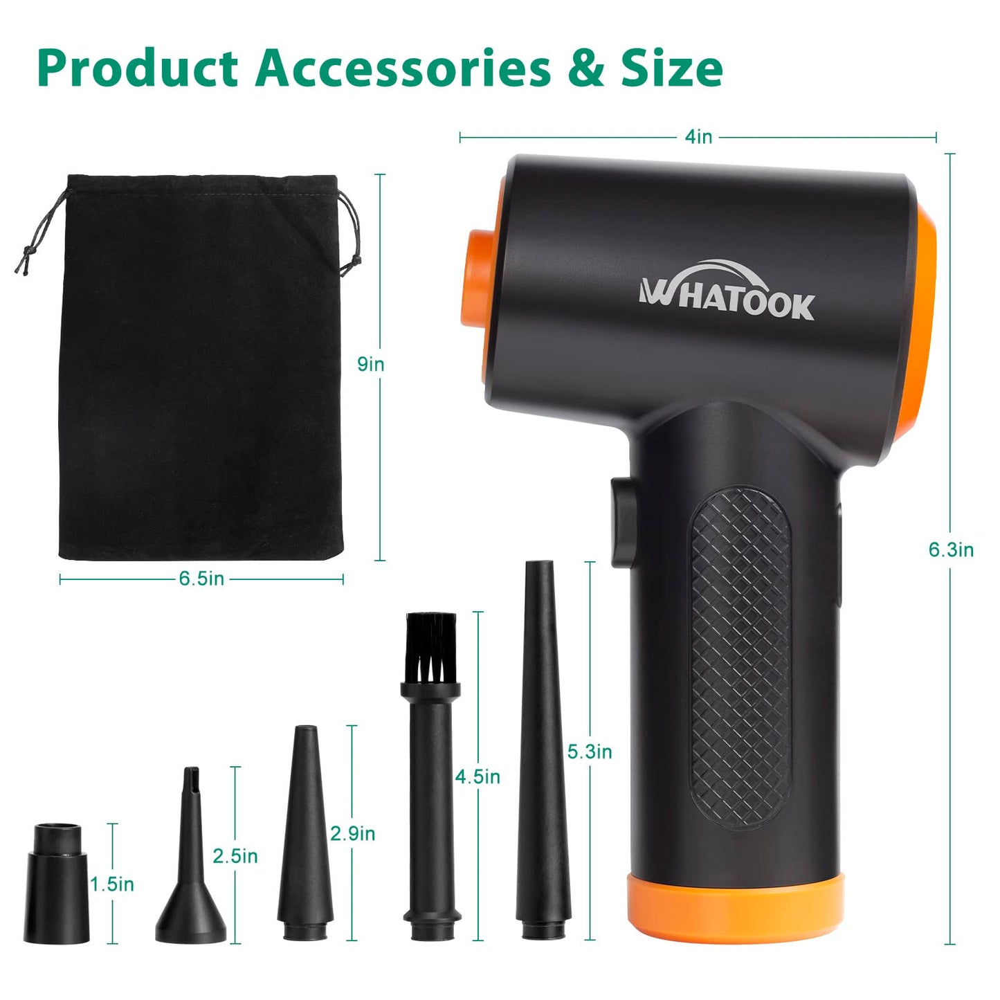 Elektryczna dmuchawa do kurzu, Bezprzewodowy odkurzacz do czyszczenia komputera， 3-biegowa dmuchawa Air Duster, wydajna 60 000 obr./min, z oświetleniem LED do komputera, klawiatury, samochodu