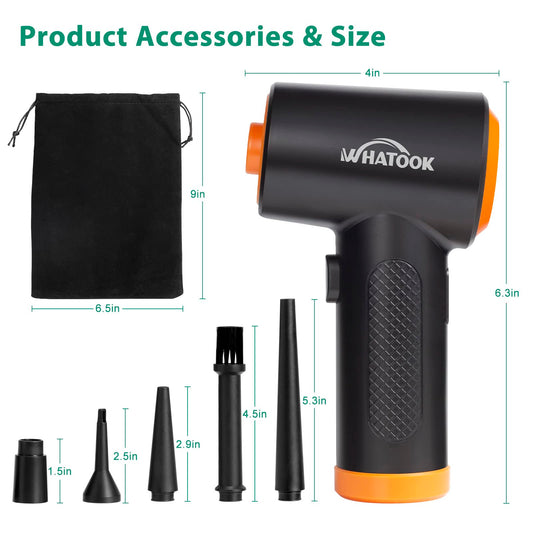 Elektryczna dmuchawa do kurzu, Bezprzewodowy odkurzacz do czyszczenia komputera， 3-biegowa dmuchawa Air Duster, wydajna 60 000 obr./min, z oświetleniem LED do komputera, klawiatury, samochodu